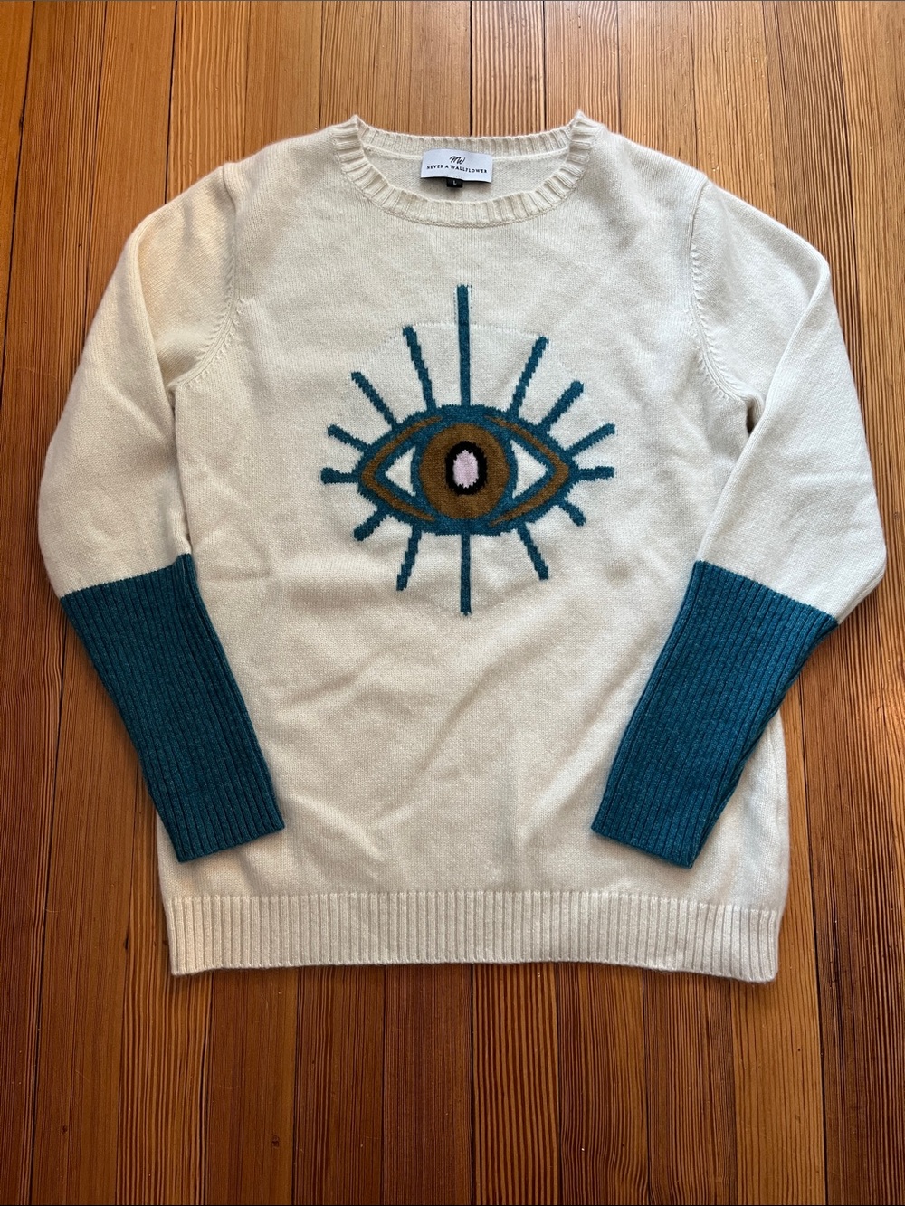 Never A Wallflower Evil Eye 100% Cashmere sweater